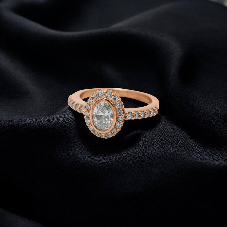 1ct Oval halo diamond ring