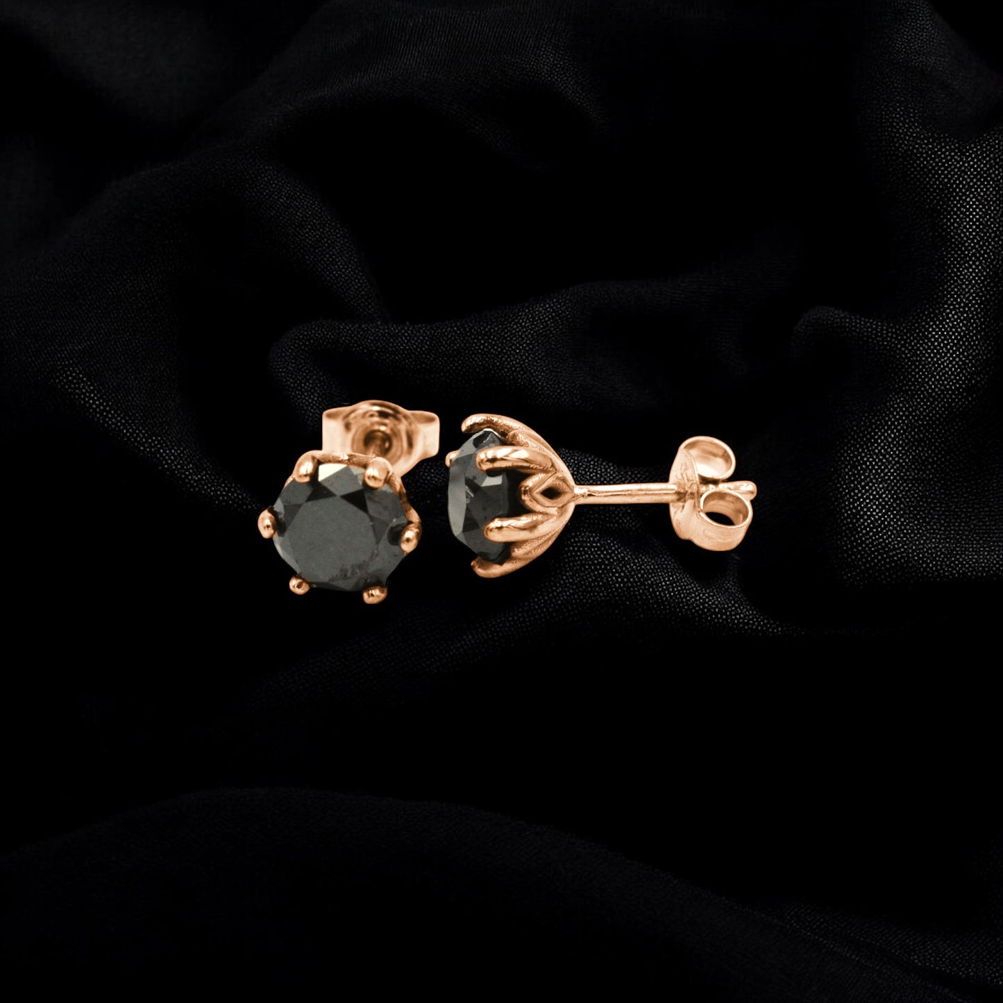 Black diamond stud earrings