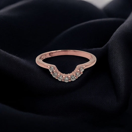 Curved diamond wedding band