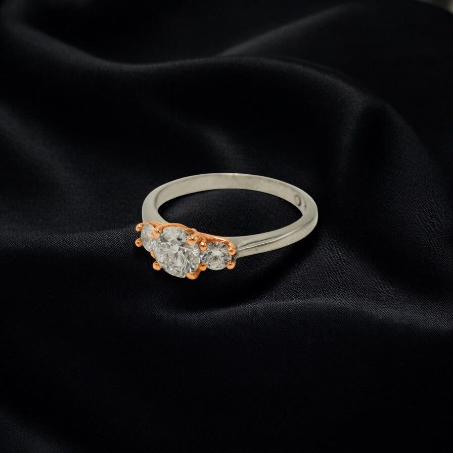 3 Stone diamond two tone ring