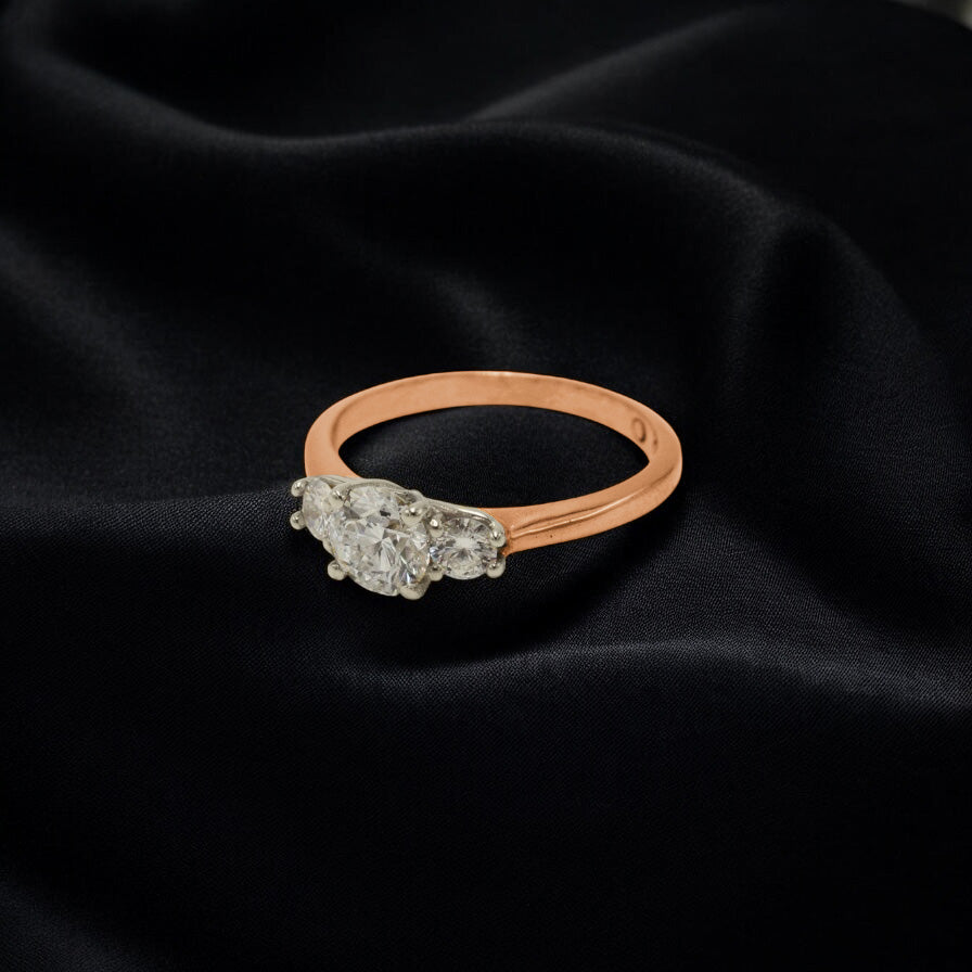 3 Stone diamond two tone ring