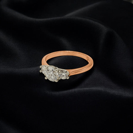 3 Stone diamond two tone ring