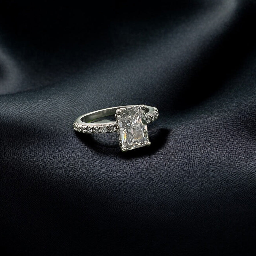 1.5ct Radiant cut diamond ring